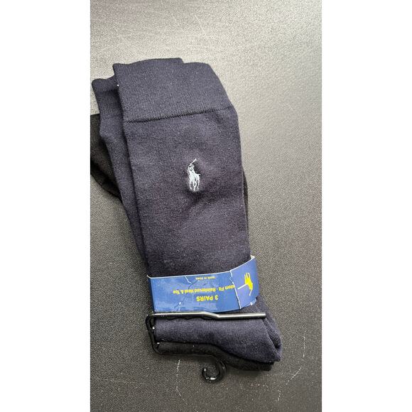 Polo Ralph Lauren Custom Fit Reinforced Heel & Toe 2 Pair  New Blue & blk - Picture 4 of 5